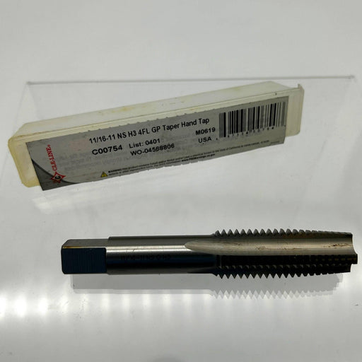 Cle-Line C00754 Taper Hand Tap 11/16-11 NS H3 4 Flute General Purpose List 0401 1