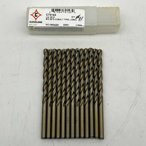 Cleveland C70143 Drill Bit Number 10 List 2213 Cobalt Type J Straw Oxide 13pk 1