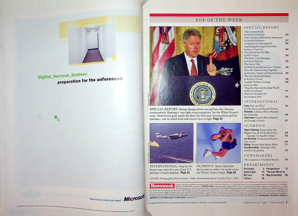 Newsweek Magazine February 9 1998 Bill Clinton Lie American Public Michelle Kwan 3
