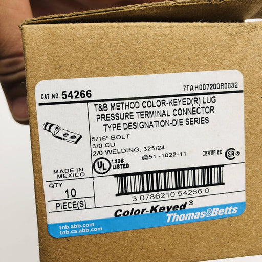 Thomas & Betts 54266 Lug Compression Connector Barrel Shape 2-Hole Orange 10pk 2