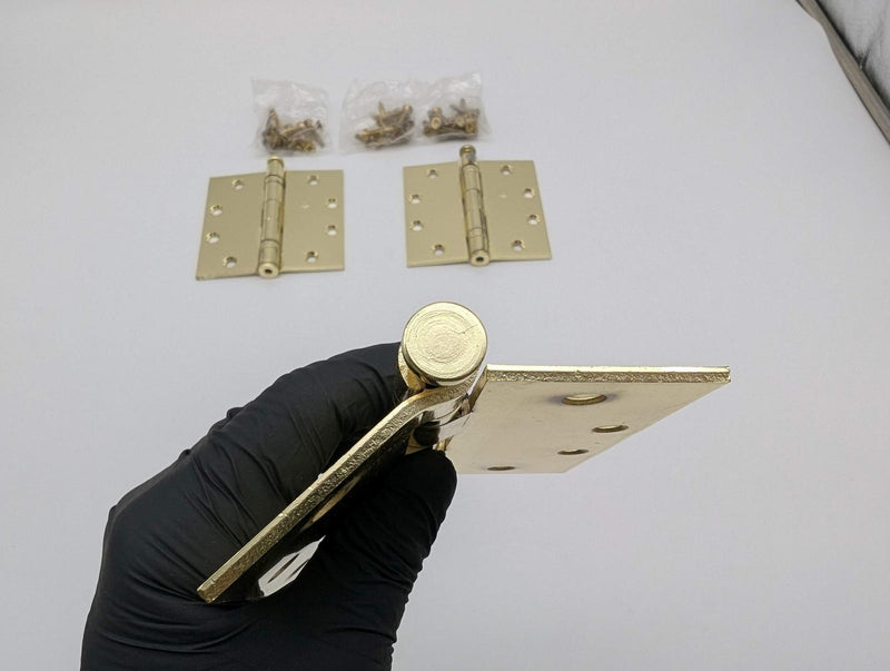 Hager BB1279 Ball Bearing Hinge 4.5" x 4.5" Full Mortise Bright Brass Pack of 3