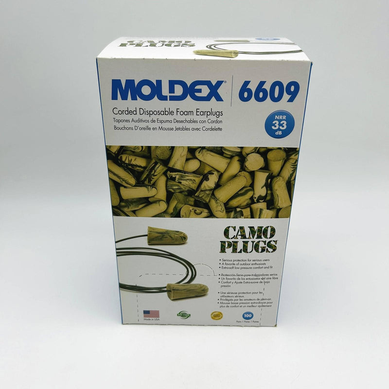 Moldex 6609 Earplugs Camo Hearing Protection NRR 33 DB Corded Dispos Foam 100pr 6