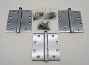 3x Hager 1279 Door Hinges Full Mortise Satin Chrome 4.5" x 4.5" Removable Pin 1