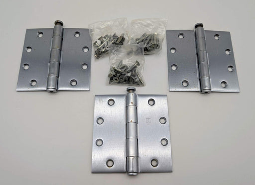 3x Hager 1279 Door Hinges Full Mortise Satin Chrome 4.5" x 4.5" Removable Pin 1