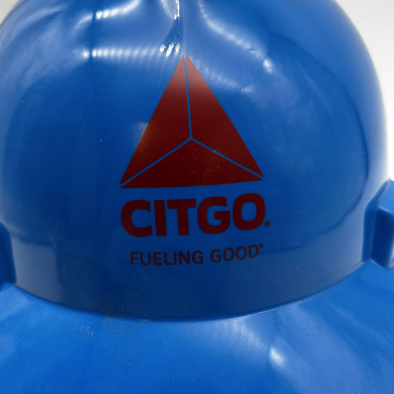 MSA 475359 Hard Hat V Gard Blue Cap Oil Oilfield Refinery Memorabilia Staz-On 2