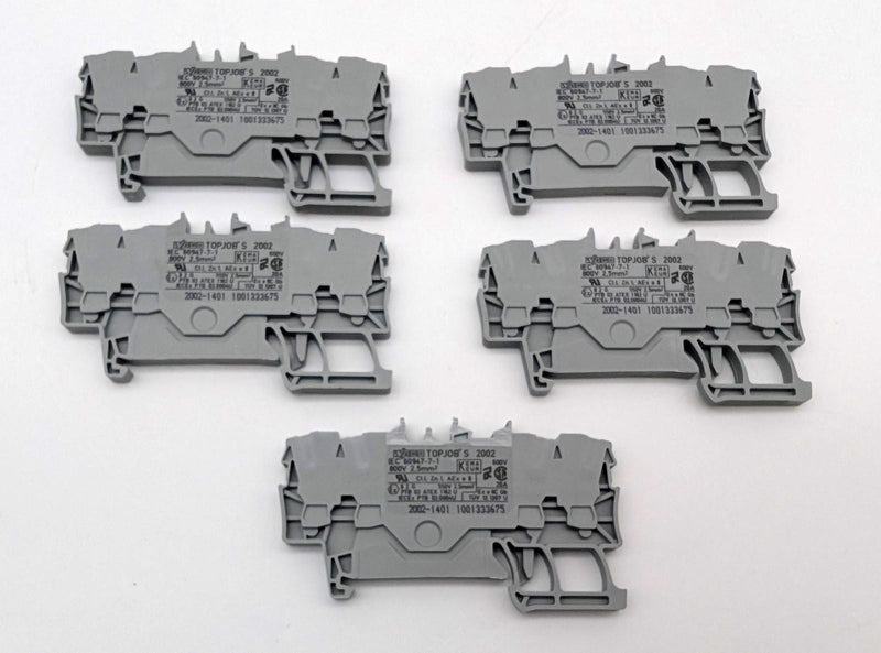 WAGO 2002-1401 Terminal Blocks 4-Conductor Feed Through DIN Rail Mount 5 Pack 1