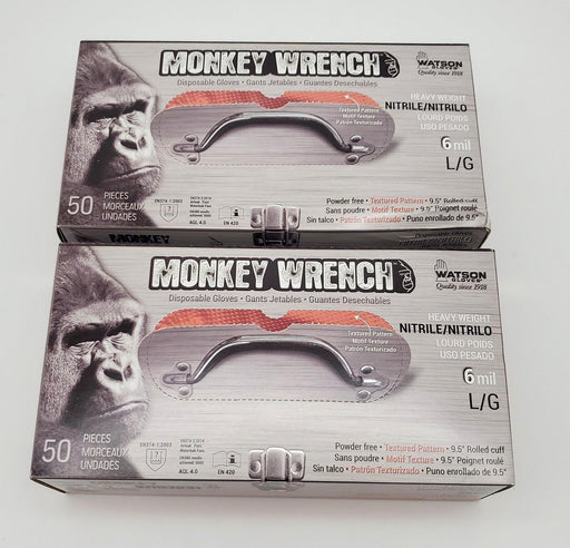 Monkey Wrench Nitrile Gloves Large Powder Free Textured 6 mill Pack of 100 1