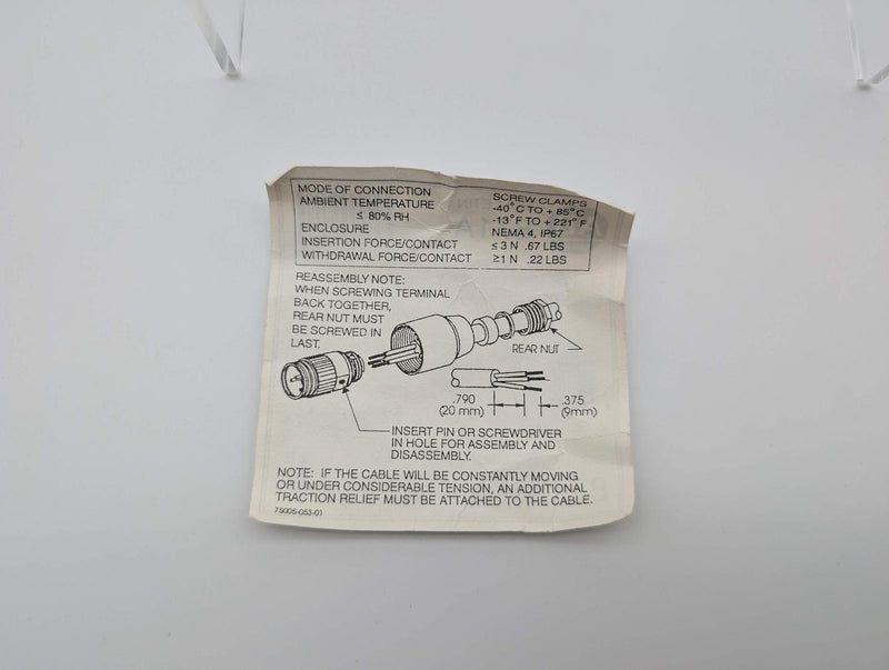 Allen Bradley 871A-TS5-NM1 Terminal Chamber Quick Discon 5 Pin Male Connector 5