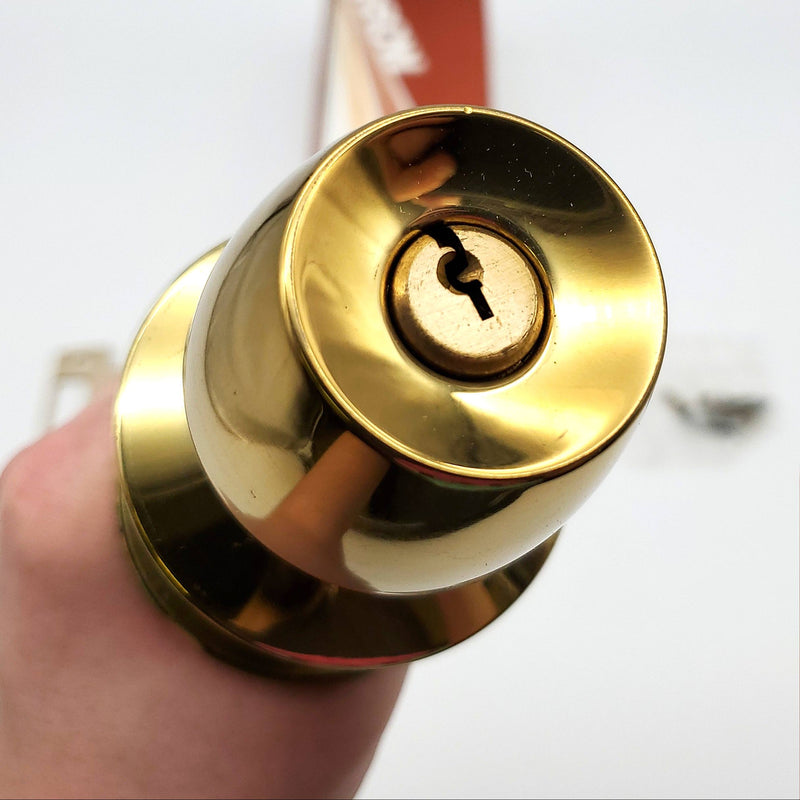 Arrow Entry Door Knob Lock Bright Brass 2-3/8" Backset 351 Cylindrical Lockset