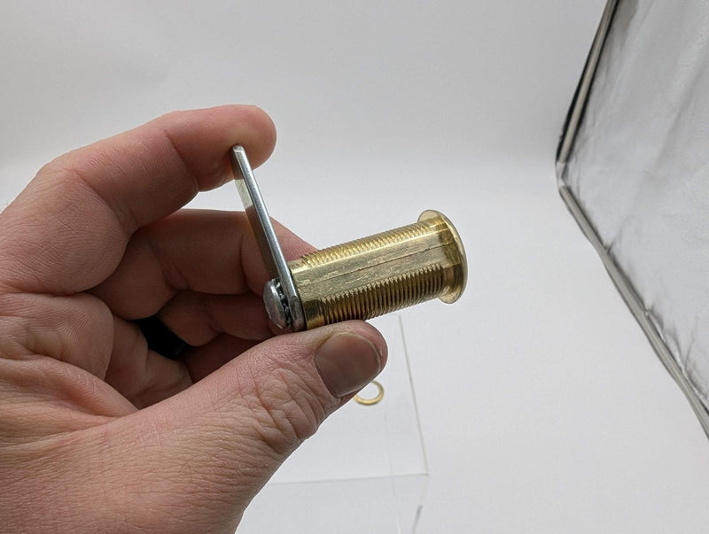 National C8055 Cam Lock 1-7/16" L 3/4" Dia Polished Brass Keyed Diff 3