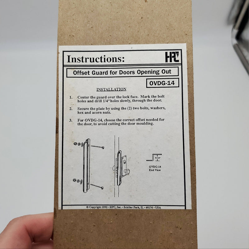 HPC Offset Door Guard Plate 9/16" Offset 14"L x 1-7/8"W Satin OVDG-14 USA Made 3