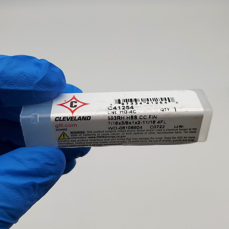 Cleveland 7/16" Square End Mill 4 Flute 1" LOC 2-11/16" OAL 3/8" Shank C41254 5