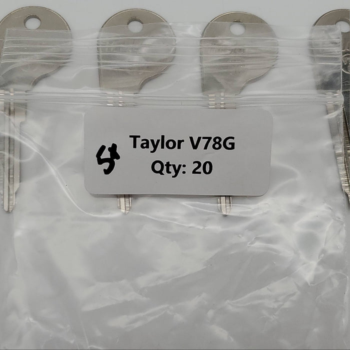 5x Taylor V78G / VW67S Key Blanks Volkswagen Bus, Van 1966 to 1971 Nickel Plated 4