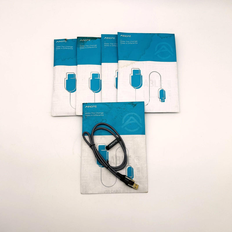 Ainope AP514-1M USB A to USB A Cable 3.3ft Grey Nylon Braided Lot of 5 9