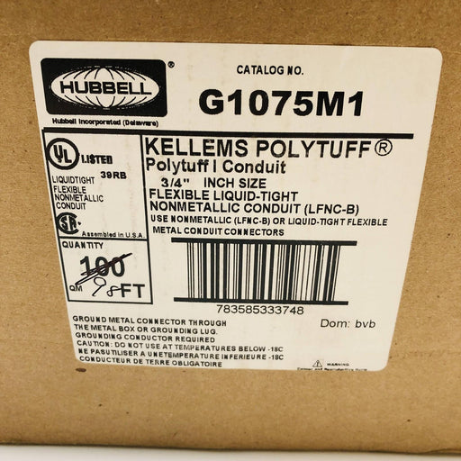 Hubbell G1075M1 Polytuff Conduit 3/4" Flexible Liquid Tight Nonmetallic 98ft 2