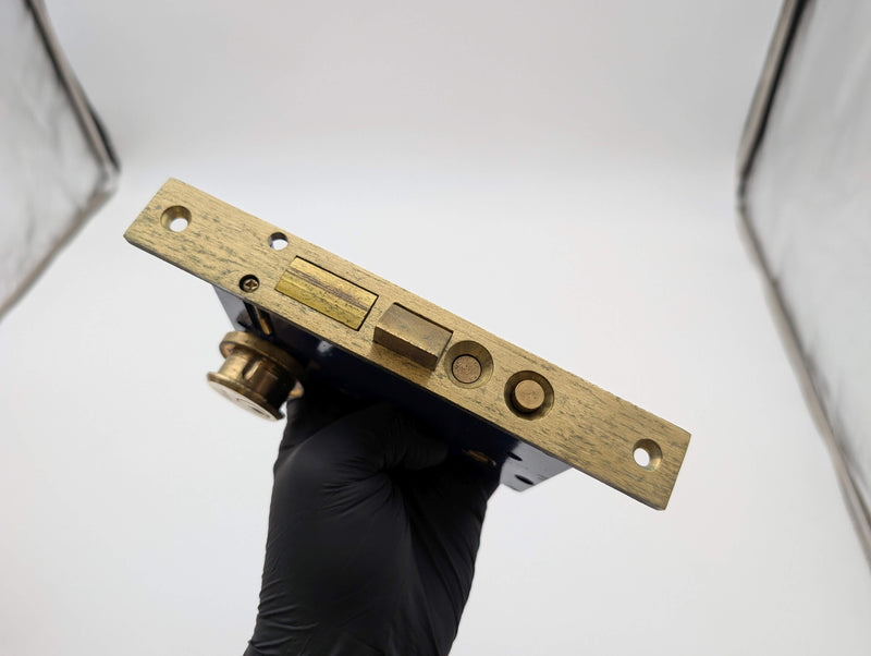 S Parker 2600T Mortise Lock Body w/ Cylinder 2-1/2" Backset Brass Finish