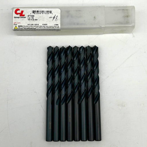8pk Chicago-Latrobe 47324 Drill Bit 8.40mm List 150 HSS Black Oxide 2 Flutes 4XD 1