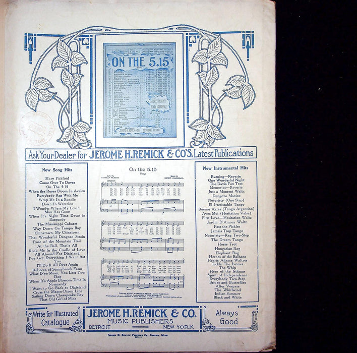 1914 When I Was A Dreamer Vintage Sheet Music Large Little and Lewis Alstyne 3