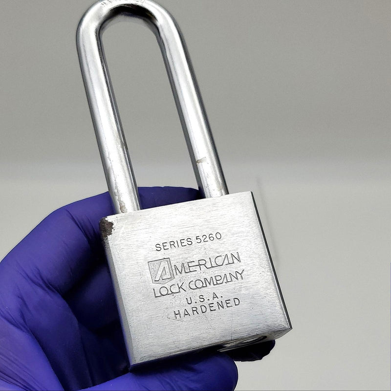 American 5260 Padlock 3-1/8" L x .375" D Shackle 2" Steel Body Rekeyable No Core 3
