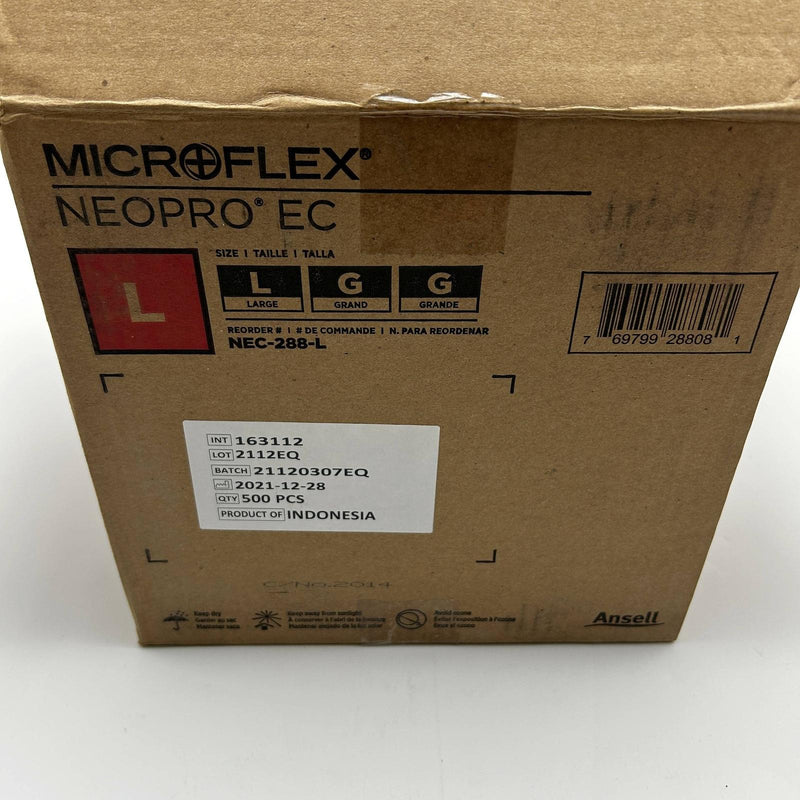 Microflex NEC-288 Disposable Gloves Large Extended Cuff Neoprene 500pcs/Case