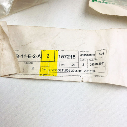 Simplicity 157215 Eyebolt .500-20 2.500 OEM NOS Replcd 2157215SM Sealed Silver 2