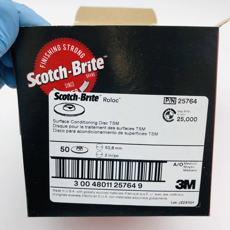 3M Scotch Brite 25764 Disc 2in x NH Roloc TSM SF Conditioning A/O Medium 50pk 2