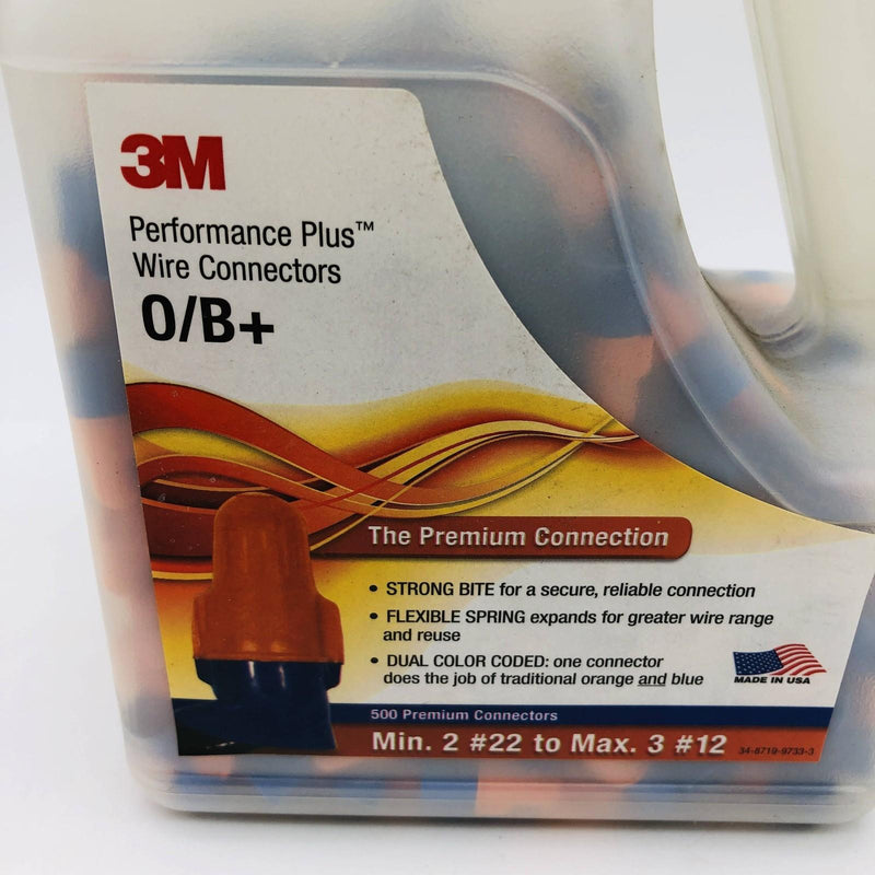 3M 7000133222 Performance Plus O/B+ Wire Connectors Orange/Blue 500/Jug 3