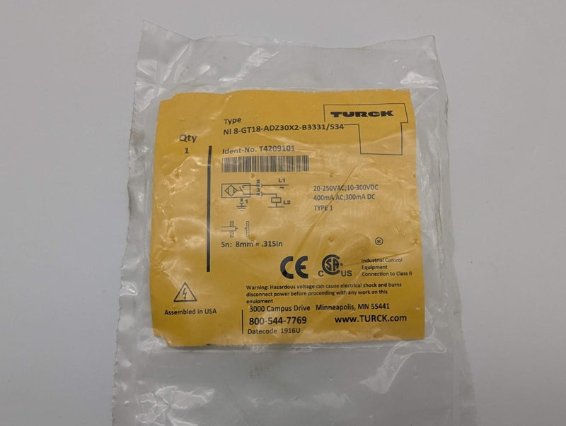 Turck NI8-GT18-ADZ30X2-B3331/S34 Inductive Sensor M18 x 1 Threaded Barrel