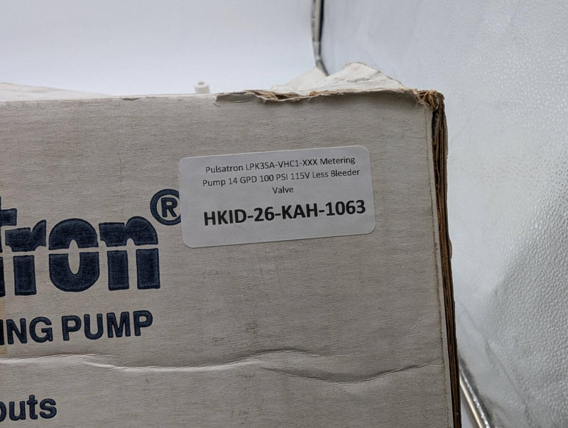 Pulsatron LPK3SA-VHC1-XXX Metering Pump 14 GPD 100 PSI 115V Less Bleeder Valve 9