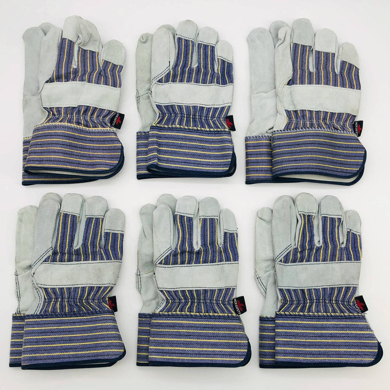 MCR Safety 1400 Split Leather Palm Work Gloves Size XL Safety Cuff 2.5"L 6 Pair 1
