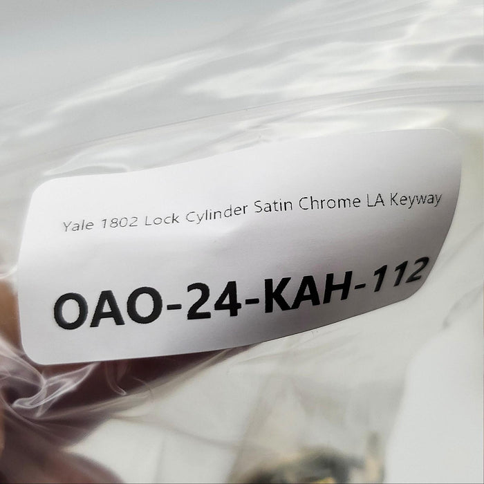 Yale 1802 Lock Cylinder Satin Chrome LA Keyway 6 Pin 0 Bitted Key in Knob 6