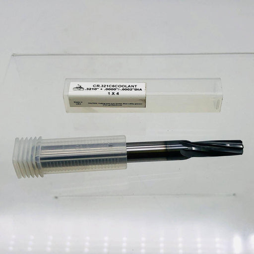 Carbide Grinding Co CR.321C6COOLANT Carbide Reamer 6 Flute 10 Deg 1 x 4 .3210"+ 1