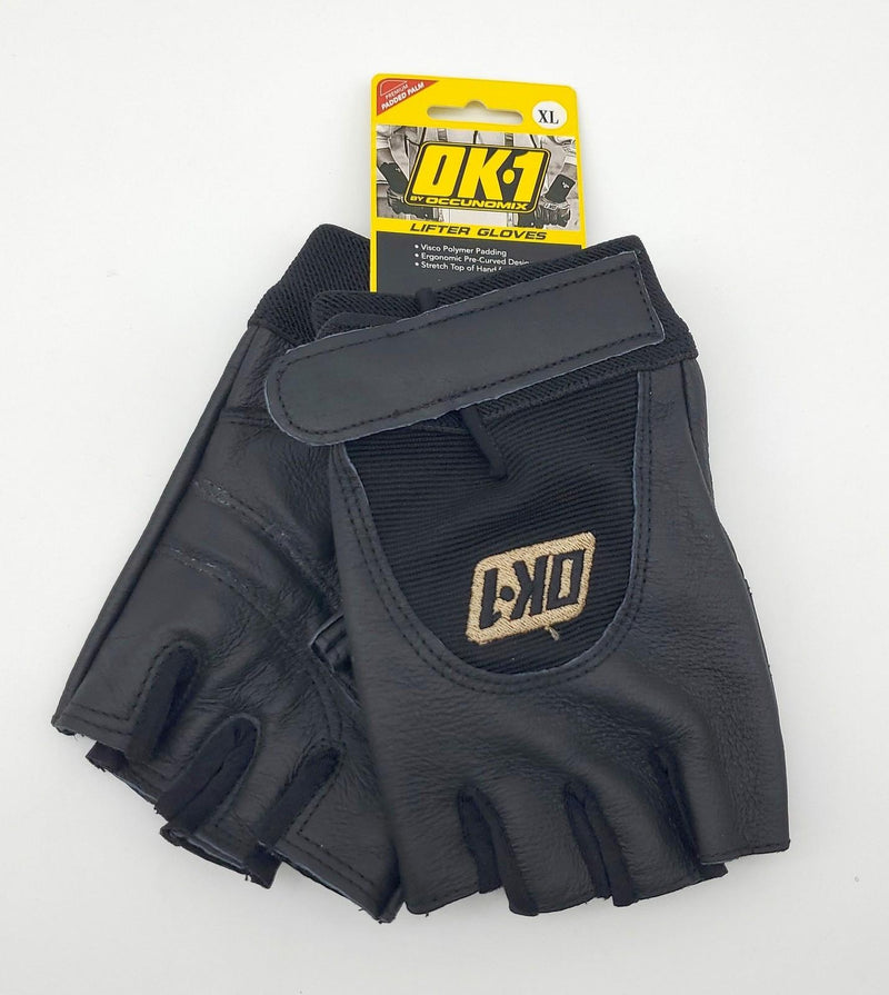 Occunomix Lifter Gloves Half Finger Size XL Padded Palm Stretch Top OK-GAVP-BLK 1