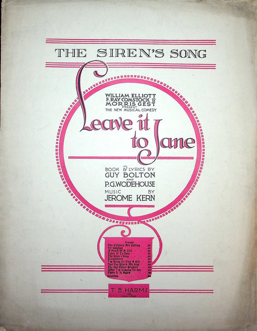 1917 The Siren's Song Vintage Sheet Music Large Leave It To Jane Musical Comedy 1
