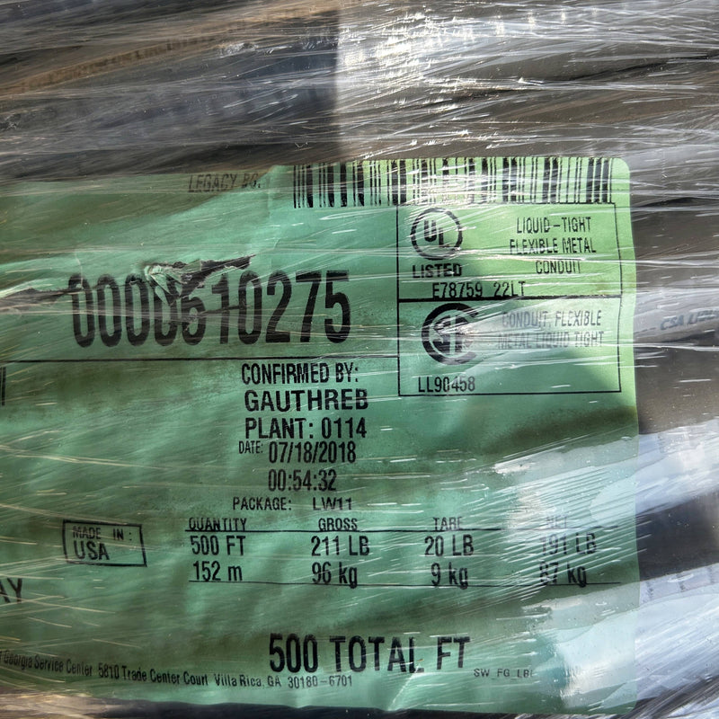 Southwire 55082705 Liquid Tight Flexible Conduit 3/4" Type UL Gray 500ft/Roll