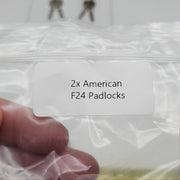 American Lock F24 Padlock 1"L x 1/4"D Shackle 1-1/2" Steel Body Warded Keyed Dif 8