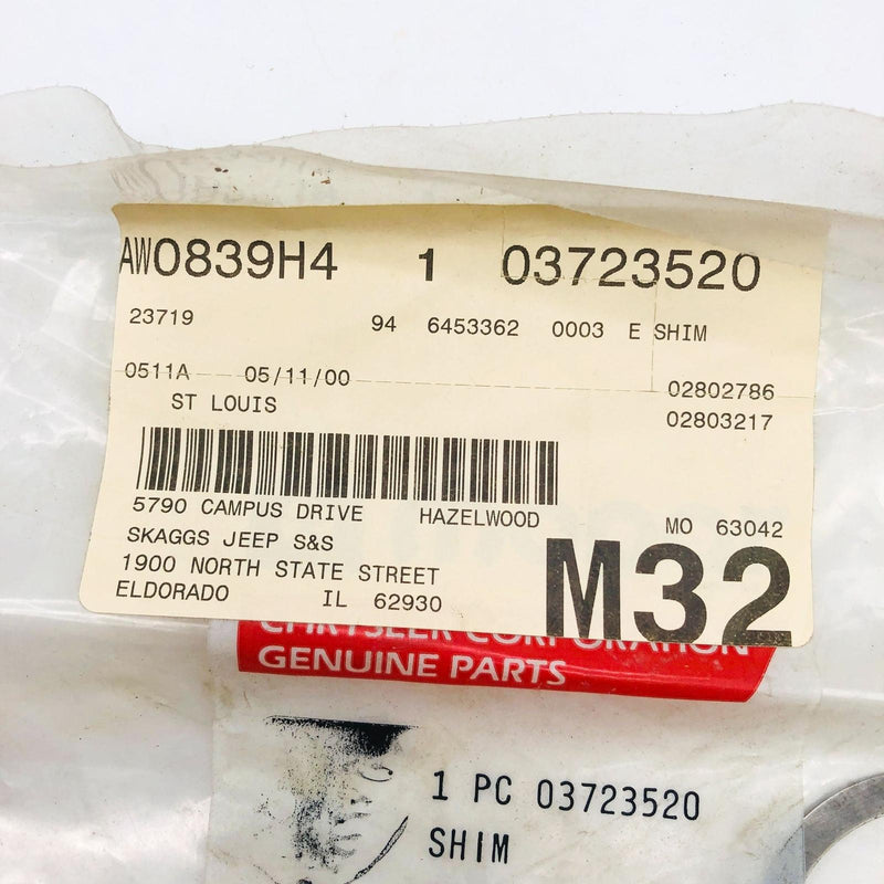 Mopar 3723520 Shim for Drive Pinion Bearing OEM New Old Stock NOS Sealed 4