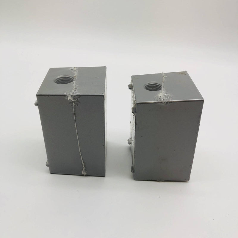 2pk BWF DB-5V Junction Outlet Receptacle Box 1/2in 3 Hole 1 Gange Deep Box Gray 5