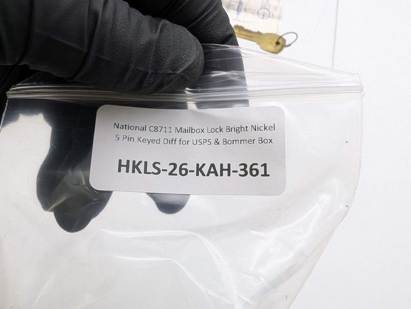 National C8711 Mailbox Lock Bright Nickel 5 Pin Keyed Diff for USPS & Bommer Box 7