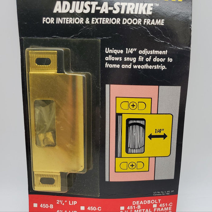 Deadbolt Strike Plate Door Brass Adjustable Interior & Exterior 2pk MAG 454-B 4