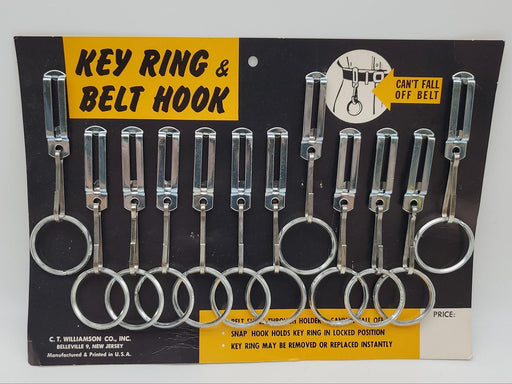 12x C.T Williamson Key Ring & Belt Hook 1.5" D x 0.13" T Ring Steel USA Made VTG 1
