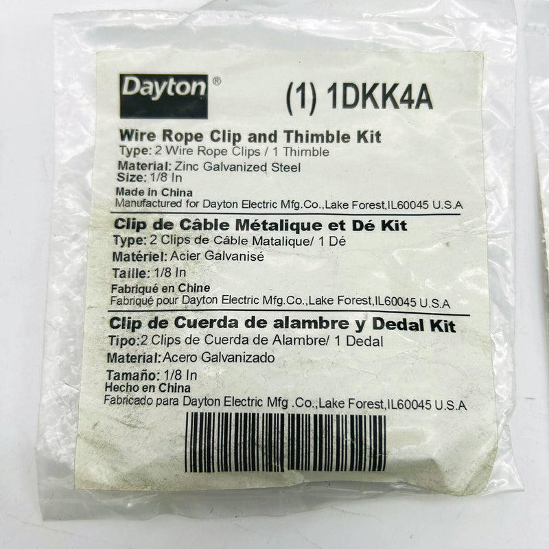 Dayton 1DKK4A Wire Rope Clip Thimble Kit 1/8in Zinc Galvanized Steel Lot of 9 2