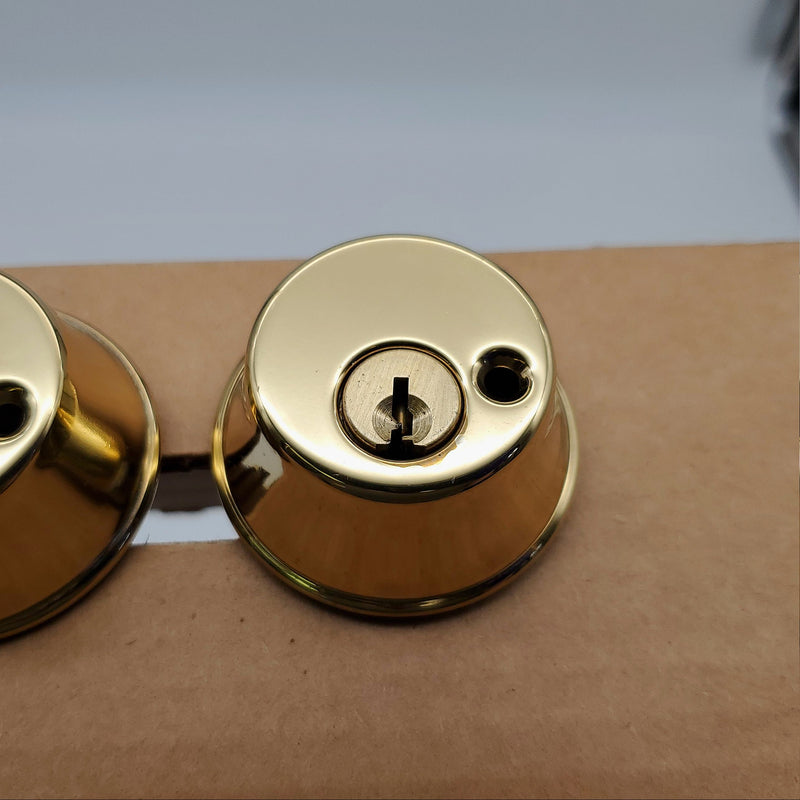 Falcon Deadbolt Double Cylinder 2-3/8" Backset Polished Brass D930T USA Made