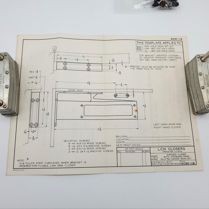 LCN 4030-16 Door Closer Corner Bracket Statuary Bronze fits 4032 / 4030 Closers 6