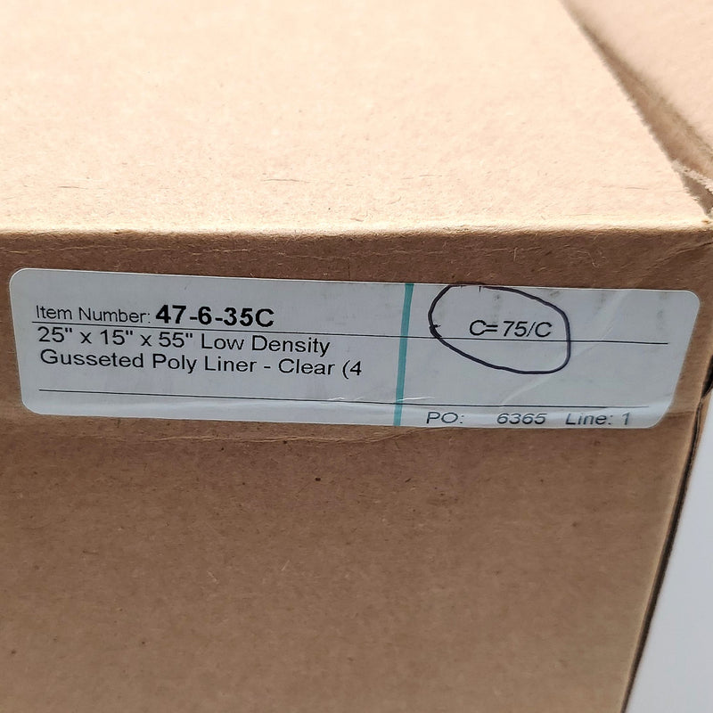 Contractor Bags 40 Gallon 4 Mil Clear Gusseted 25" x 15" x 55" Pack of 75 5