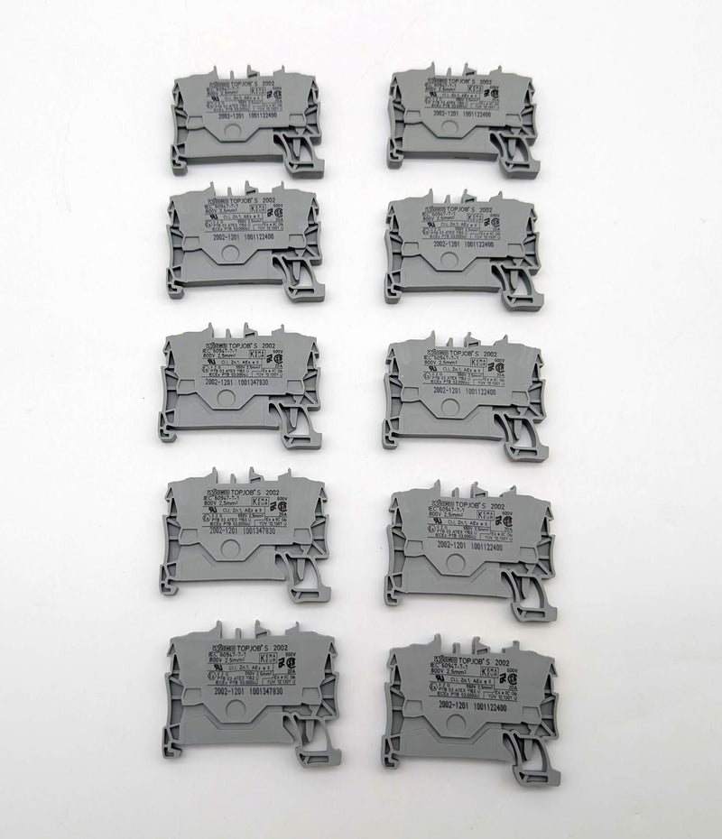 WAGO 2002-1201 Terminal Blocks 2-Conductor Feed Through DIN Rail Mount 10 Pack