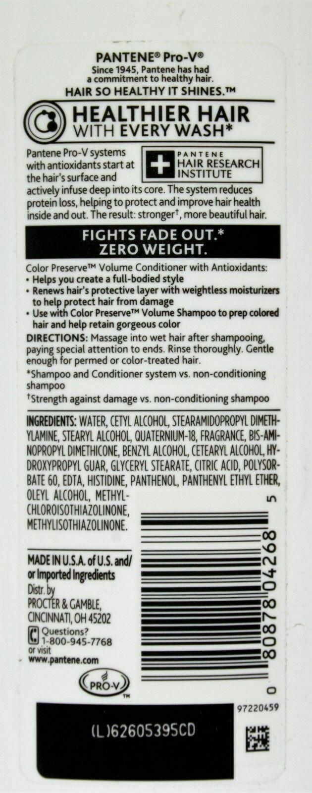 Pantene Pro-V Color Preserve Volume Weightless Conditioner 24 oz. 2 Pack
