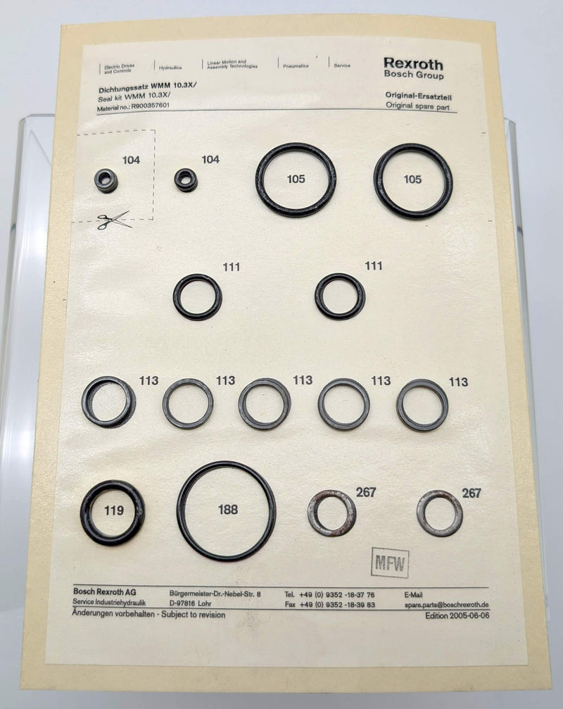 Bosch Rexroth R900357601 Seal Kit for WMM 10.3X Directional Spool Valves 1