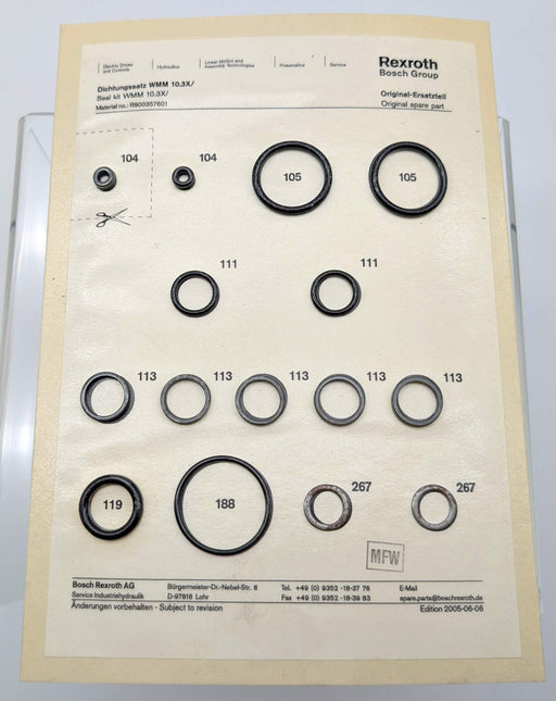 Bosch Rexroth R900357601 Seal Kit for WMM 10.3X Directional Spool Valves 1