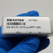 3/4"-16 3 Flute Plug Tap H3 Thread Limit Spiral Point HSS Exactek 3217903 4